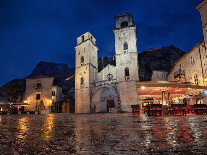 Photo of the evening view of the Cathedral of saint Tryphon